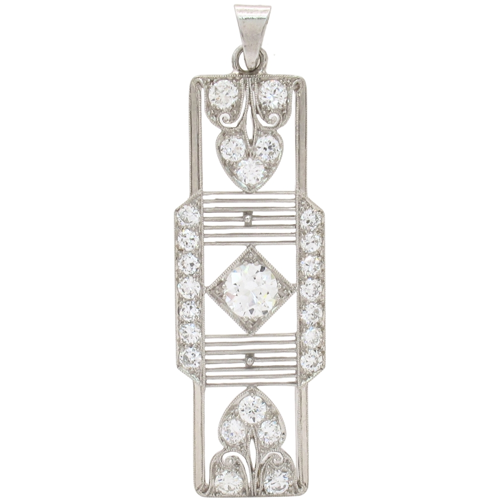 Edwardian 1.74ctw Diamond Pendant Platinum