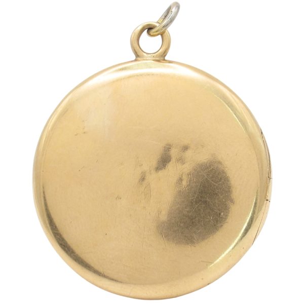 Edwardian Era Round Floral Locket Pendant 14K Gold back