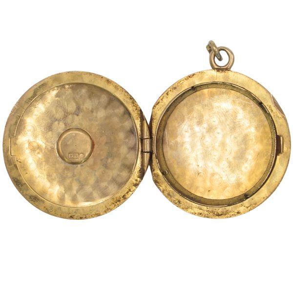 Edwardian Era Round Floral Locket Pendant 14K Gold inside