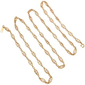 Filigree Link Necklace 14K Gold 24 Length full