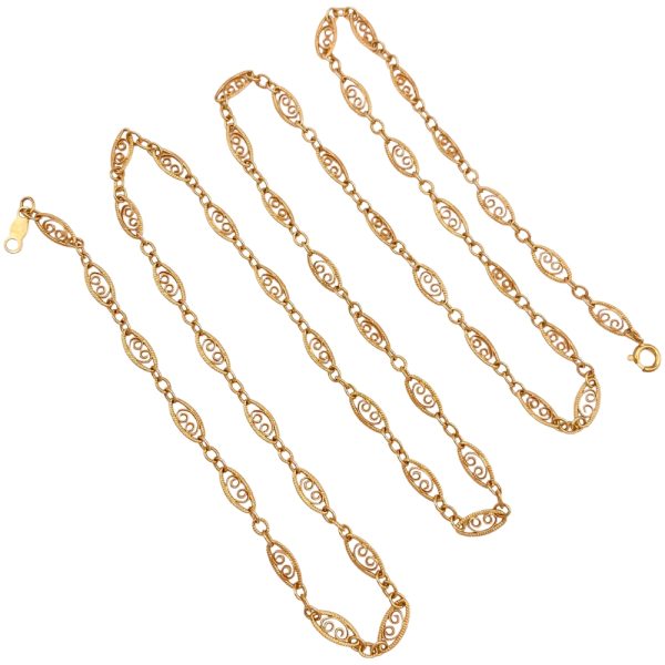 Filigree Link Necklace 14K Gold 24 Length full