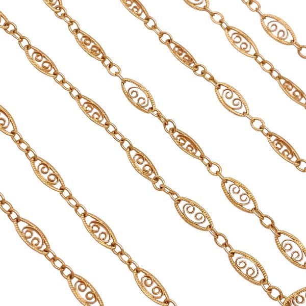 Filigree Link Necklace 14K Gold 24 Length links