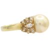 Golden Tahitian Pearl Ring with Diamond Butterfly Accents in 18K Gold side