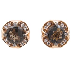 Le Vian 0.88ctw Chocolate Quartz Stud Earrings 14K Rose Gold