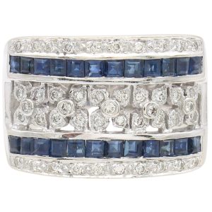 Le Vian 1.41ctw Diamond & Sapphire Wide Band Ring 18K Gold