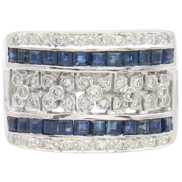 Le Vian 1.41ctw Diamond & Sapphire Wide Band Ring 18K Gold