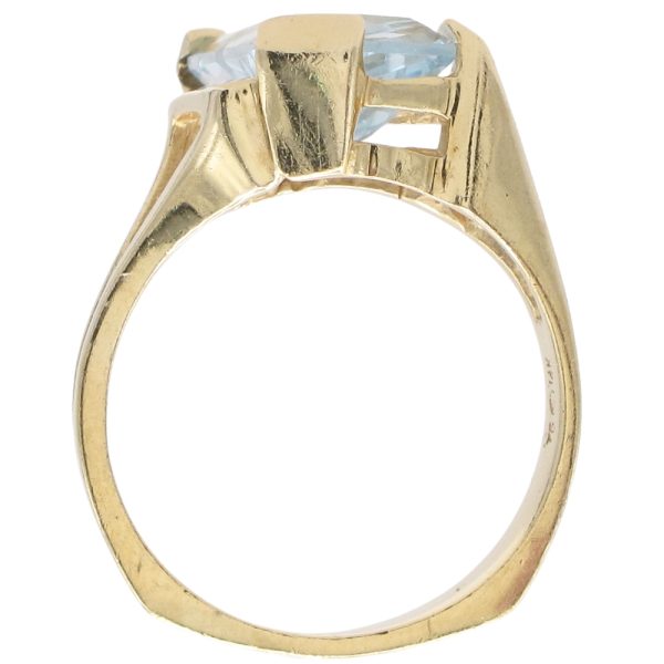 Modernist 3.62ctw Fantasy Cut Sky Blue Topaz Ring 14K Gold profile