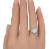 Modernist 3.62ctw Fantasy Cut Sky Blue Topaz Ring 14K Gold worn