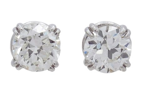 Old European Round Diamond Stud Earrings White Gold .89