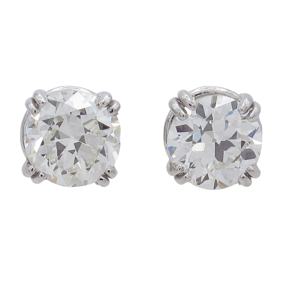 0.89ctw European Solitaire Diamond Stud Earrings White Gold