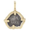 Shipwreck 2 Reales Silver Coin Pendant in 14K Gold front