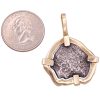 Shipwreck 2 Reales Silver Coin Pendant in 14K Gold size