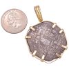 Shipwreck 8 Reales Silver Coin Pendant in 14K Gold size