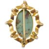 Victorian Era Turquoise Pin Brooch with Seed Pearl Accents 14K Gold pin