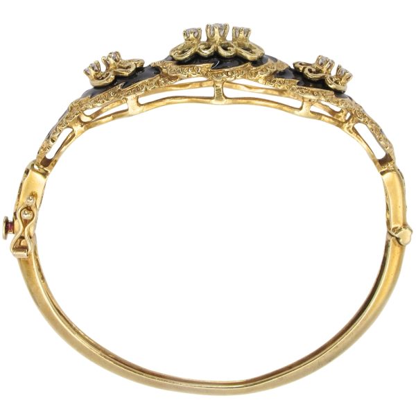 Victorian Revival 0.32ctw Diamond & Black Enamel Bracelet 14K Gold profile