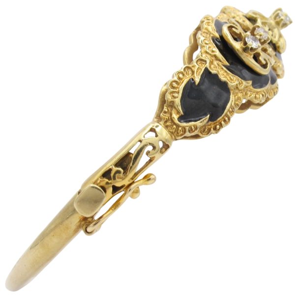 Victorian Revival 0.32ctw Diamond & Black Enamel Bracelet 14K Gold side