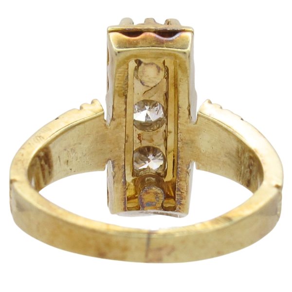 Victorian Revival 0.55ctw Diamond Ring with Black Enamel in 14K Gold back