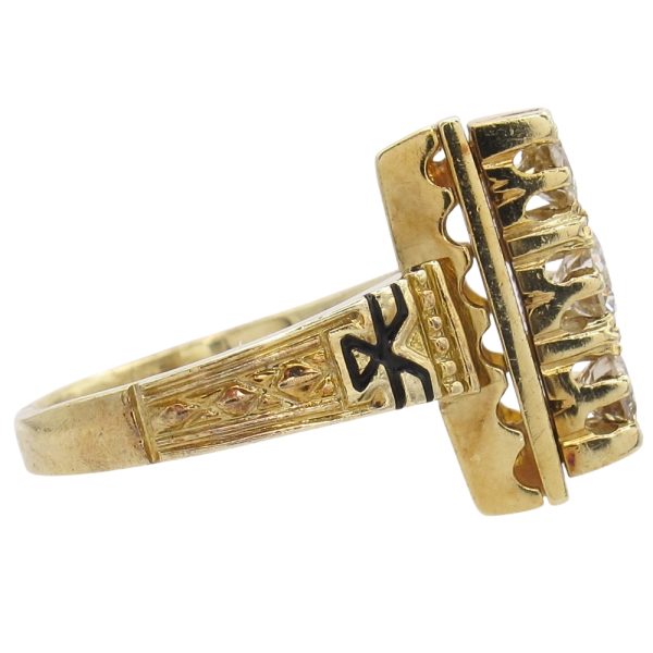 Victorian Revival 0.55ctw Diamond Ring with Black Enamel in 14K Gold side