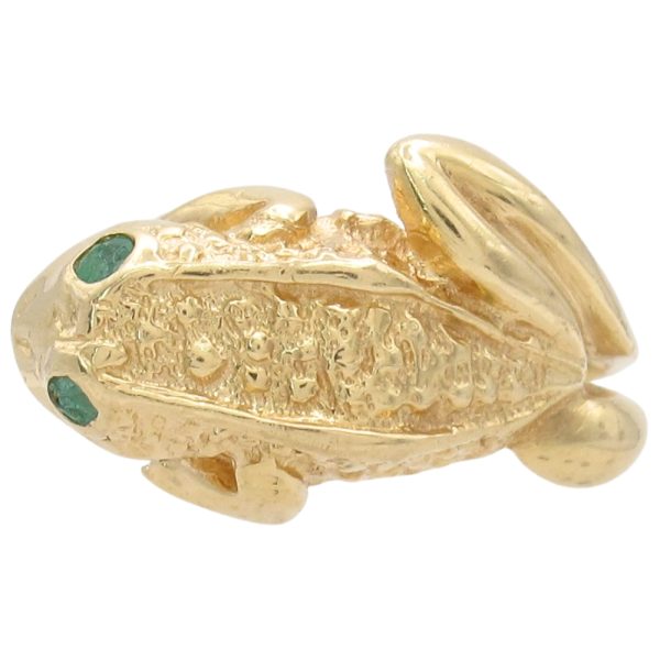 Vintage 0.10ctw Emerald Frog Ring 14K Gold body