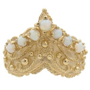 Vintage Opal Bohemian Chevron Ring 14K Gold