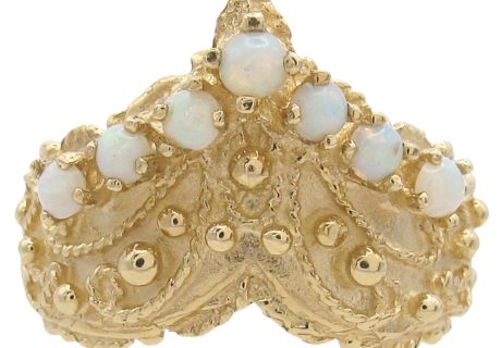 Vintage Opal Bohemian Chevron Ring 14K Gold