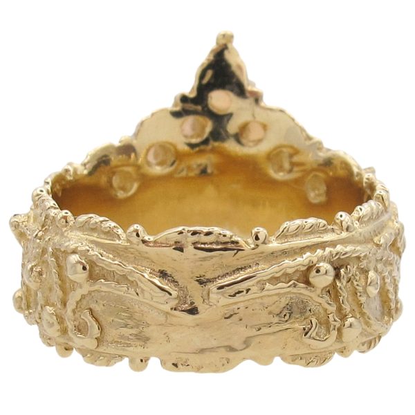 Vintage Opal Bohemian Chevron Ring 14K Gold back
