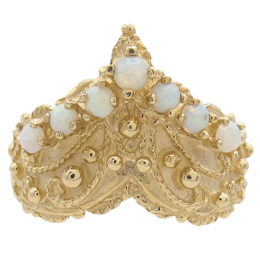 Vintage Opal Bohemian Chevron Ring 14K Gold