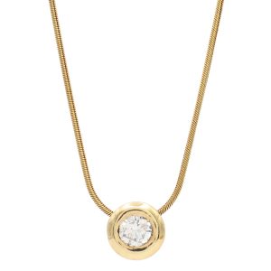 0.50ct Diamond Solitaire Bezel Necklace 14K Gold