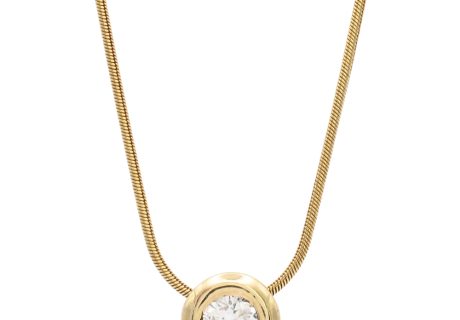 0.50ct Diamond Solitaire Bezel Necklace 14K Gold