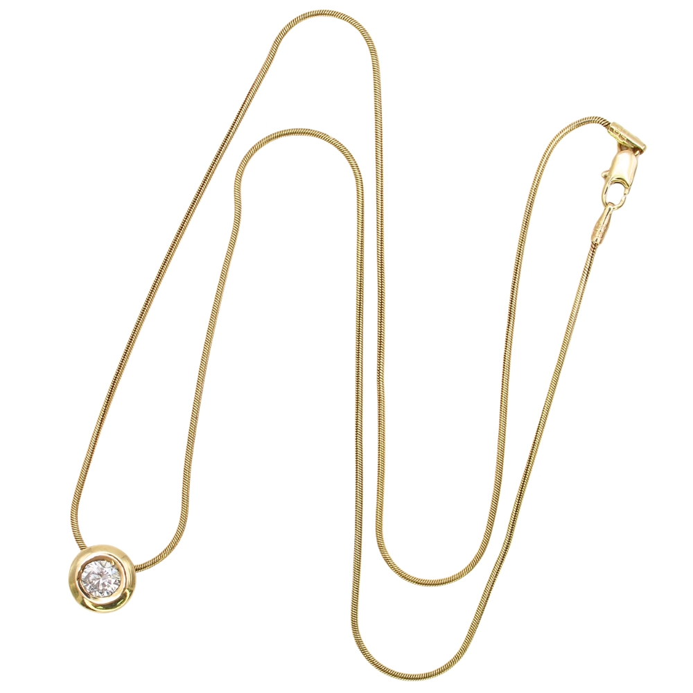 0.50ct Diamond Solitaire Bezel Necklace 14K Gold full 0.50ct Diamond Solitaire Bezel Necklace 14K Gold full