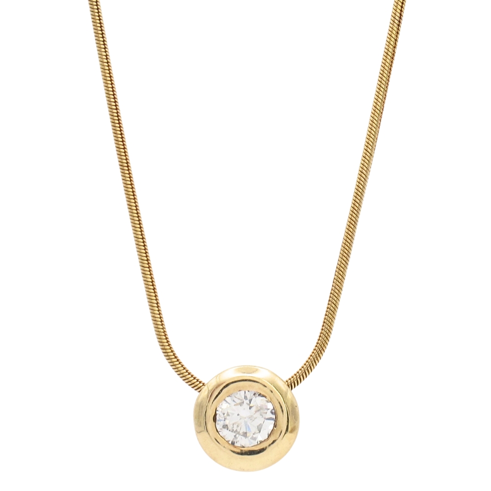 0.50ct Diamond Solitaire Bezel Necklace 14K Gold