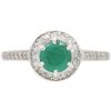 1.04ctw Natural Emerald Ring with Diamond Halo 14K White Gold