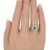 1.04ctw Natural Emerald Ring with Diamond Halo 14K White Gold worn
