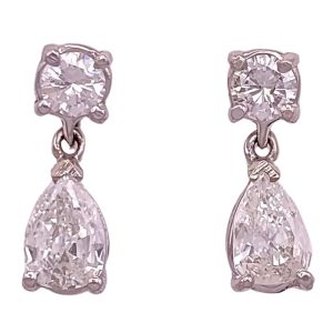 1.05ctw Pearl Diamond Drop Earring 14K White Gold