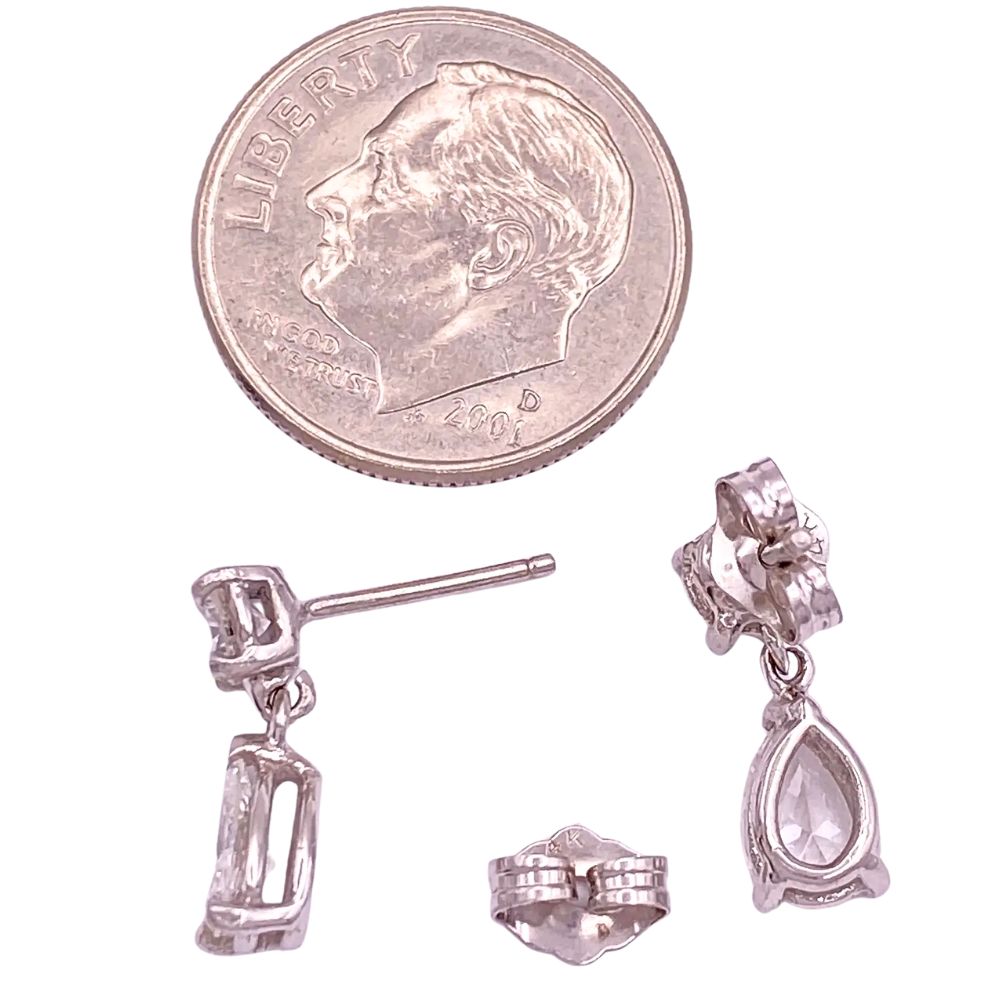 1.05ctw Pearl Diamond Drop Earring 14K White Gold Scale 1.05ctw Pearl Diamond Drop Earring 14K White Gold Scale