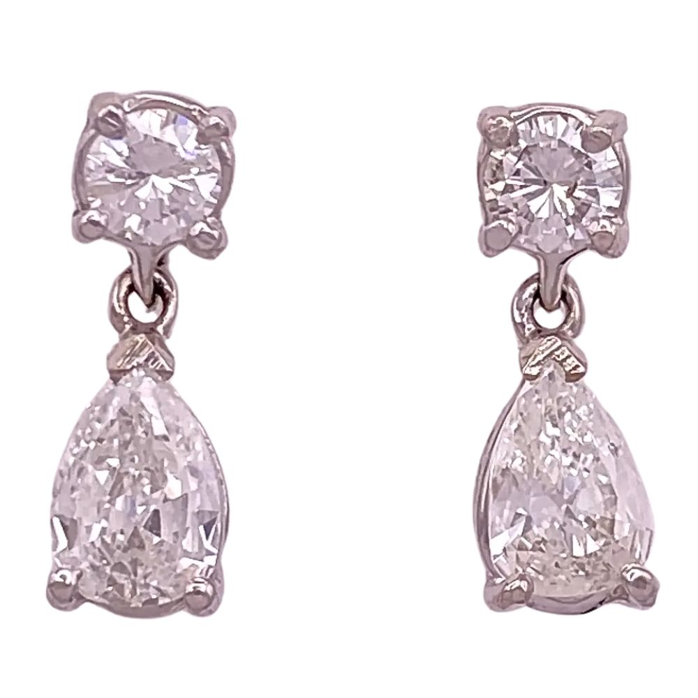 1.05ctw Pearl Diamond Drop Earring 14K White Gold 1.05ctw Pearl Diamond Drop Earring 14K White Gold