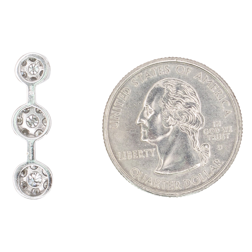 1.0ctw Diamond Cluster Drop Pendant 14K White Gold back and size 1.0ctw Diamond Cluster Drop Pendant 14K White Gold back and size