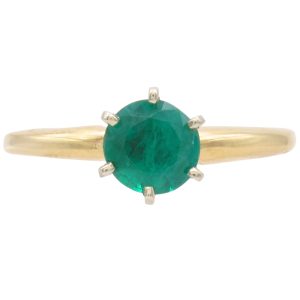 1.20ct Natural Emerald Solitaire Ring 14K Two-Tone Gold