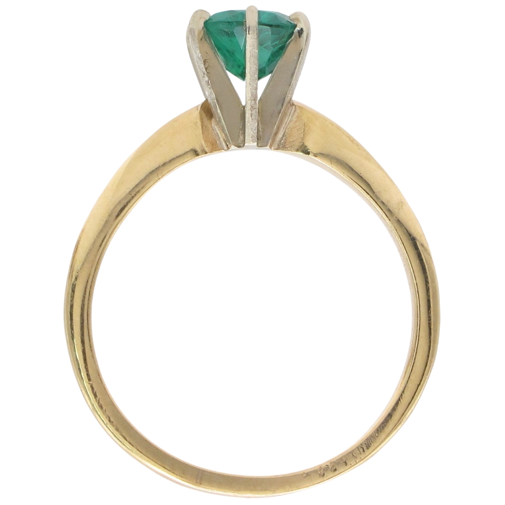 1.20ct Natural Emerald Solitaire Ring 14K Two-Tone Gold profile 1.20ct Natural Emerald Solitaire Ring 14K Two-Tone Gold profile