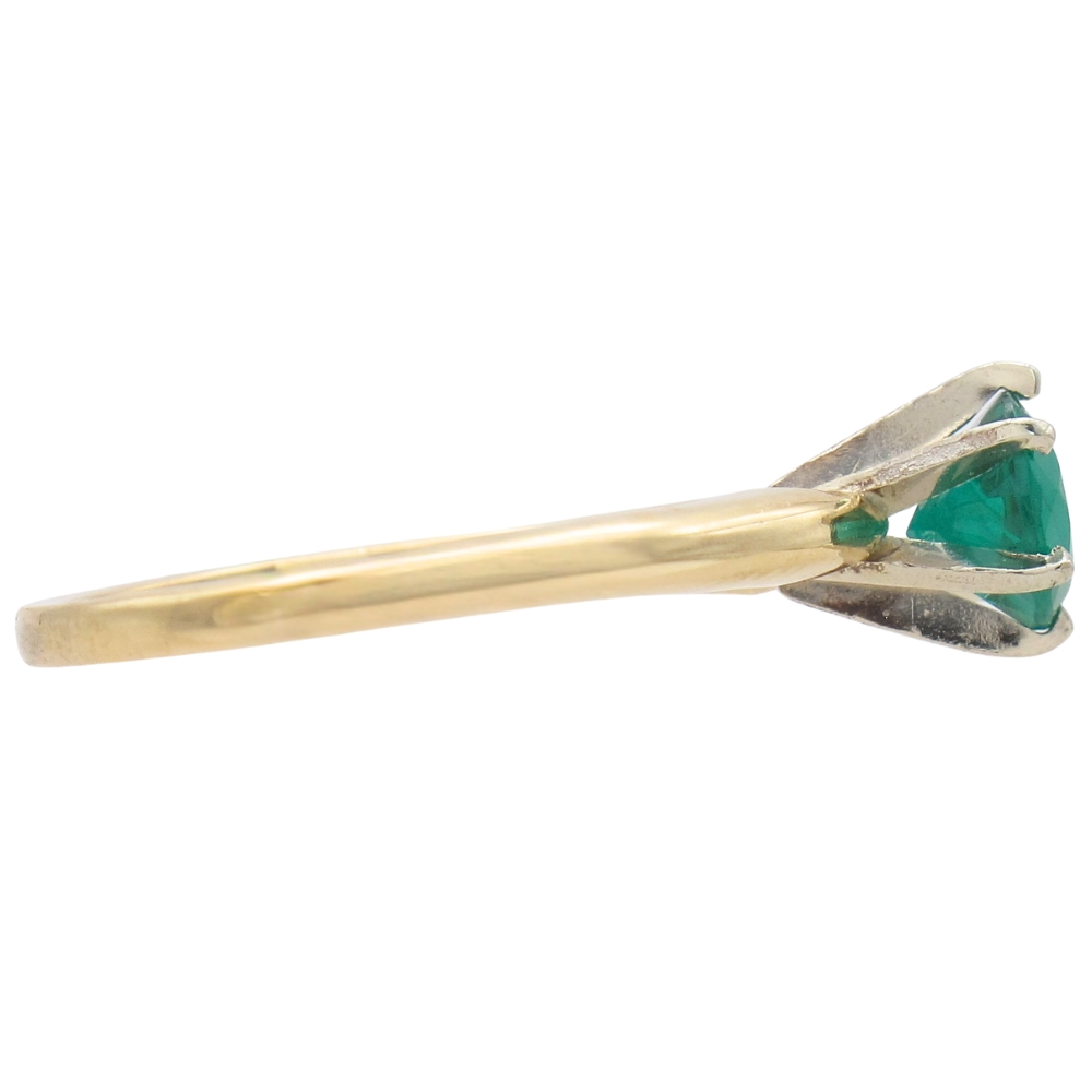 1.20ct Natural Emerald Solitaire Ring 14K Two-Tone Gold side 1.20ct Natural Emerald Solitaire Ring 14K Two-Tone Gold side