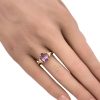 1.47ctw Three Stone Pear Amethyst & Diamond Ring 14K Yellow Gold Modeled