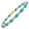 11.25ctw Cabochon Turquoise Line Bracelet 14K Gold