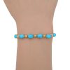 11.25ctw Cabochon Turquoise Line Bracelet 14K Gold worn