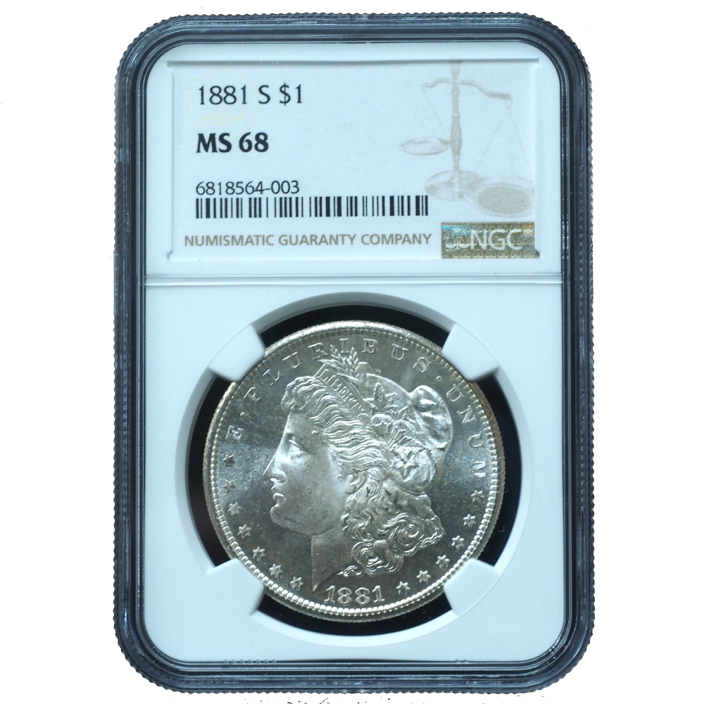 1881-S Morgan Dollar MS68 NGC Certified, Bright White
