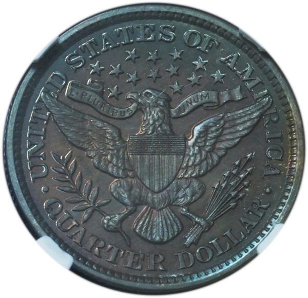 1899 Proof Barber Quarter PF66 NGC Certified Vivid Blue Toning