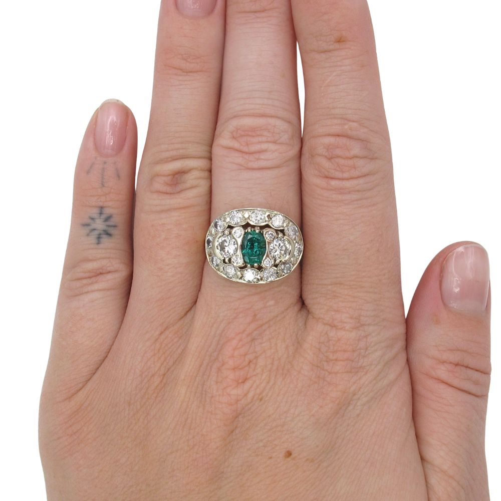 2.69ctw Oval Emerald & Diamond Ring 14K Two-Tone Gold Modeled 2.69ctw Oval Emerald & Diamond Ring 14K Two-Tone Gold Modeled