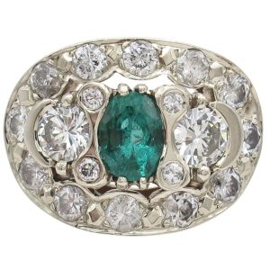 2.69ctw Oval Emerald & Diamond Ring 14K Two-Tone Gold front