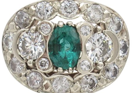 2.69ctw Oval Emerald & Diamond Ring 14K Two-Tone Gold front