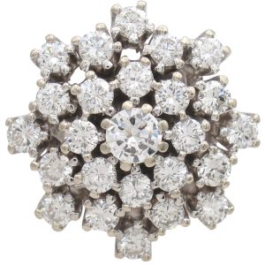 3.28ctw Diamond Cluster Ring 14K White Gold
