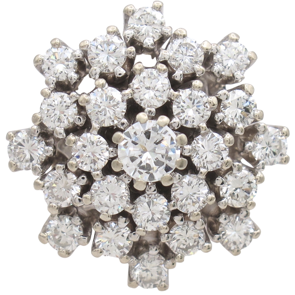 3.28ctw Diamond Cluster Ring 14K White Gold